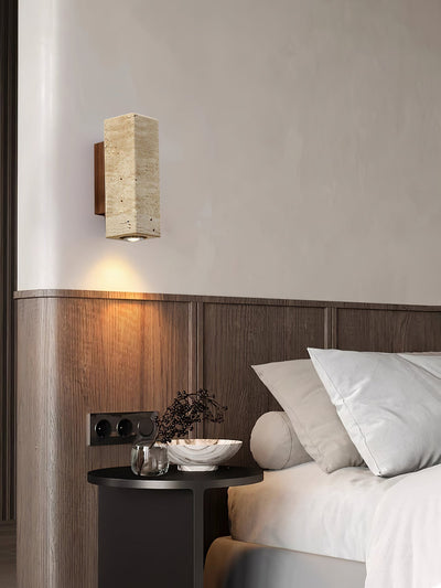 Nula Cylinder-Wood Travertine Wall Light