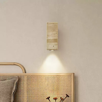 Nula Cylinder-Wood Travertine Wall Light
