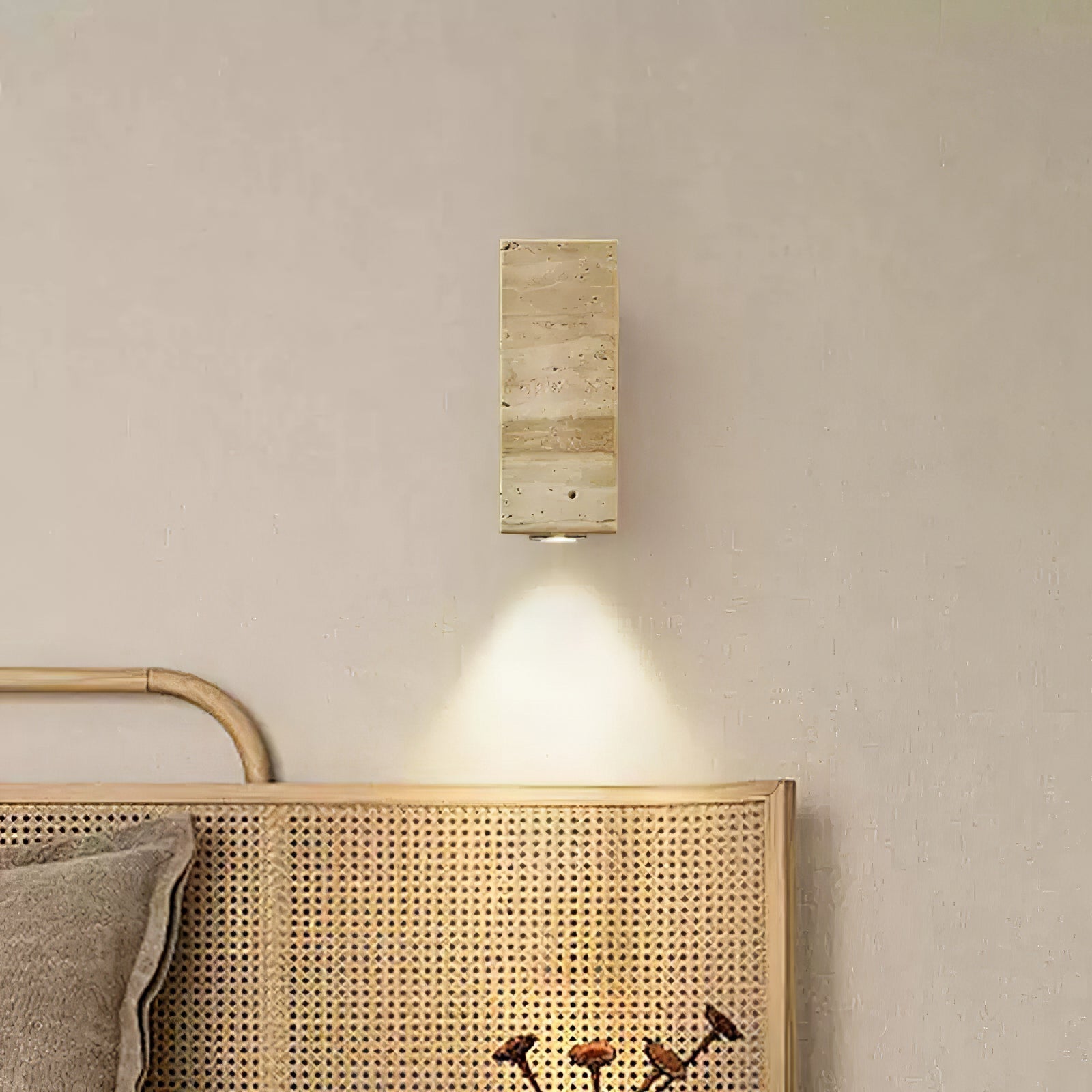 Nula Cylinder-Wood Travertine Wall Light