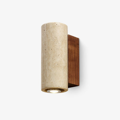 Nula Cylinder-Wood Travertine Wall Light