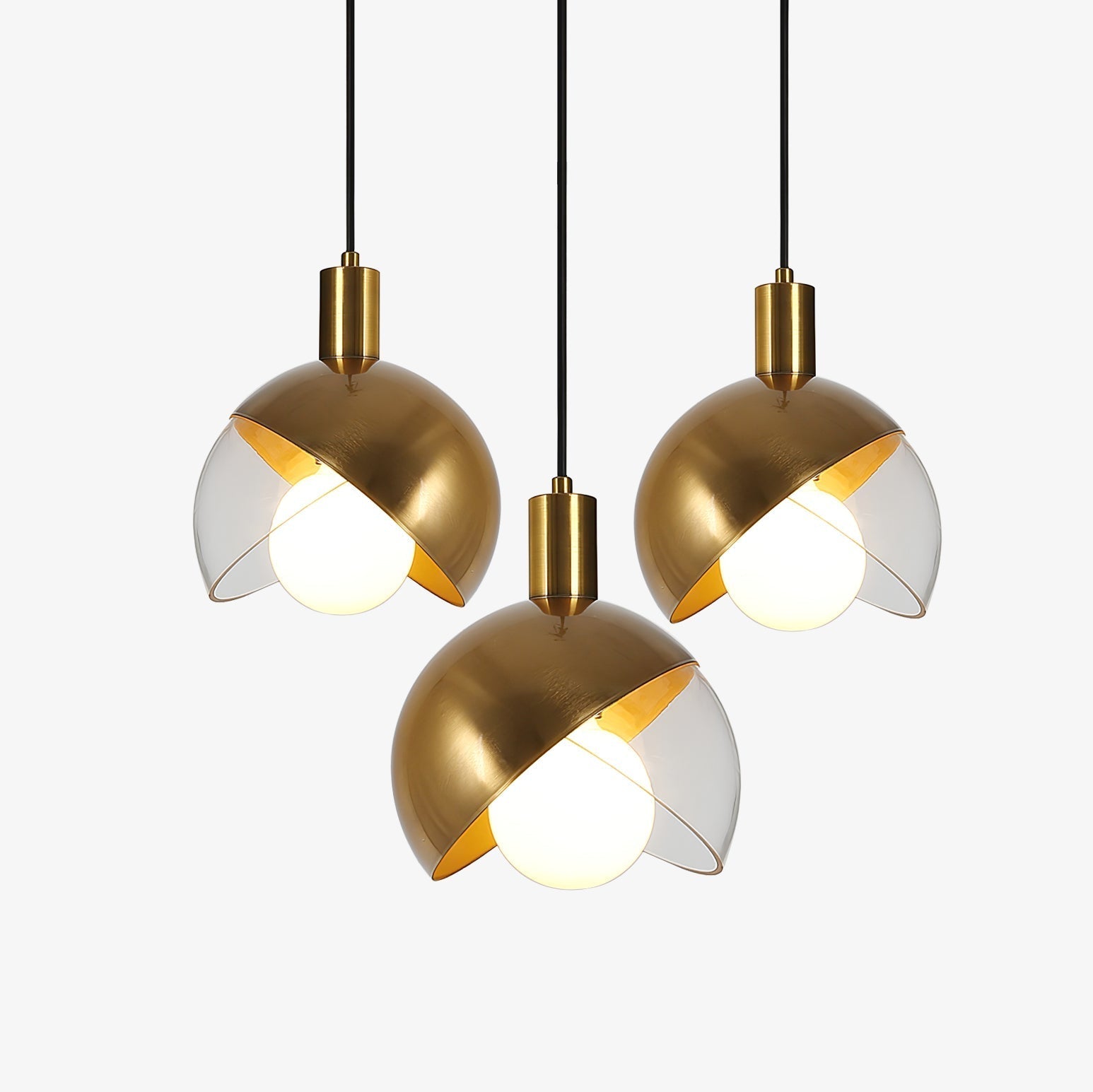 Noveny Pendant Lamp Brass Glass Half Dome Globe Mid Century