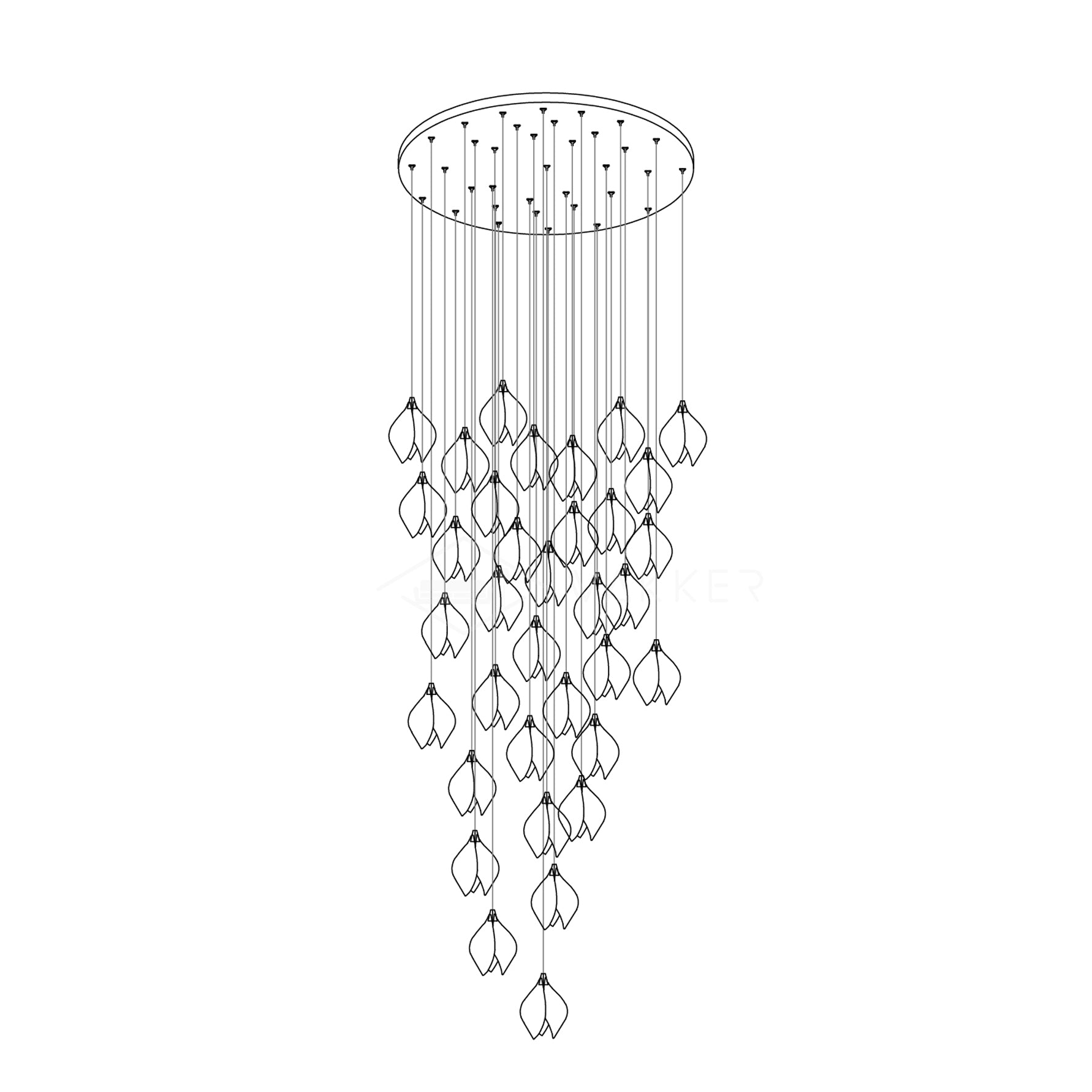 Lustra Pendant Lamp White Floral Ceramic - Neutral Decor