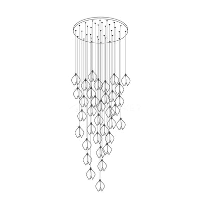 Lustra Pendant Lamp White Floral Ceramic - Neutral Decor