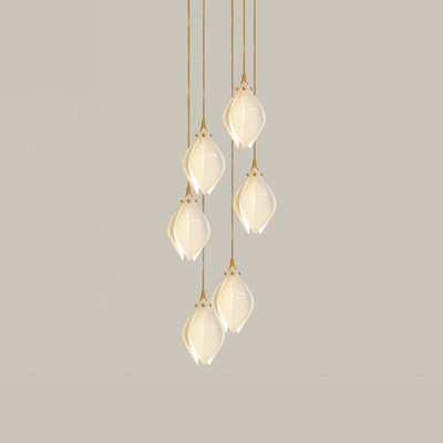 Lustra Pendant Lamp White Floral Ceramic - Neutral Decor