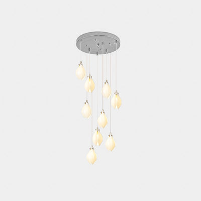 Lustra Pendant Lamp White Floral Ceramic - Neutral Decor