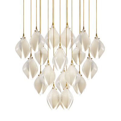 Lustra Pendant Lamp White Floral Ceramic - Neutral Decor