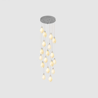 Lustra Pendant Lamp White Floral Ceramic - Neutral Decor