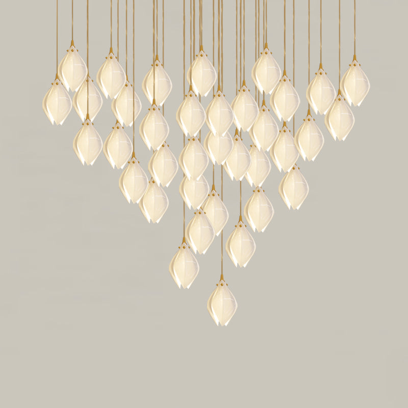 Lustra Pendant Lamp White Floral Ceramic - Neutral Decor
