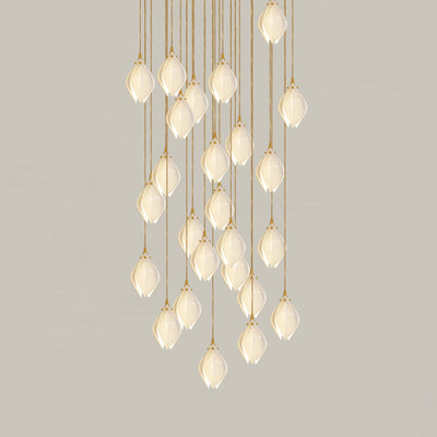 Lustra Pendant Lamp White Floral Ceramic - Neutral Decor