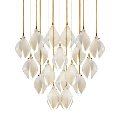 Lustra Pendant Lamp White Floral Ceramic - Neutral Decor