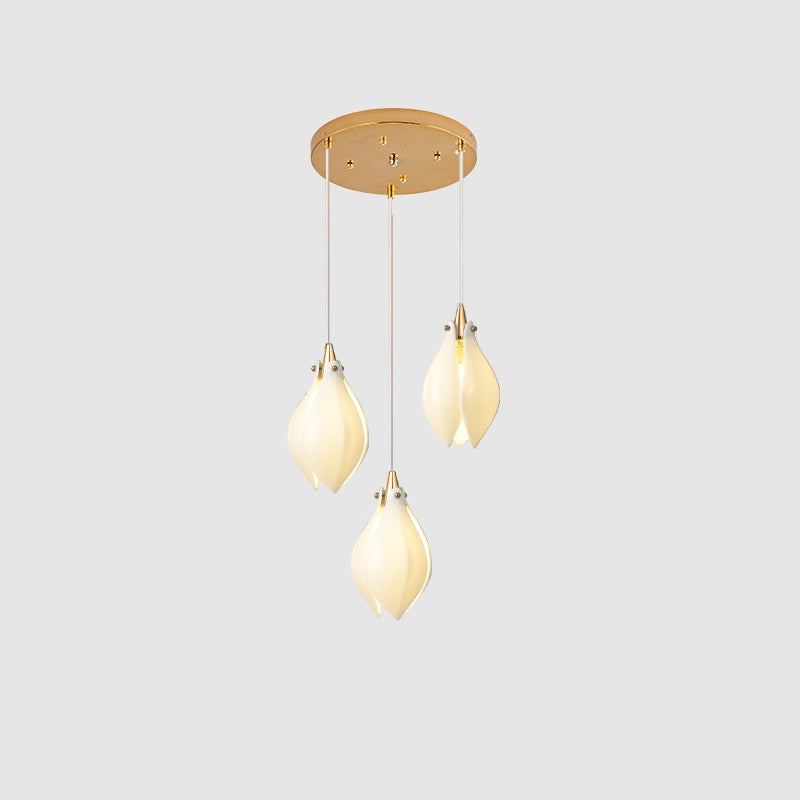 Lustra Pendant Lamp White Floral Ceramic - Neutral Decor
