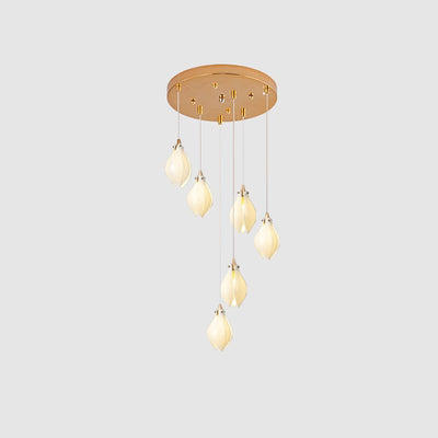 Lustra Pendant Lamp White Floral Ceramic - Neutral Decor
