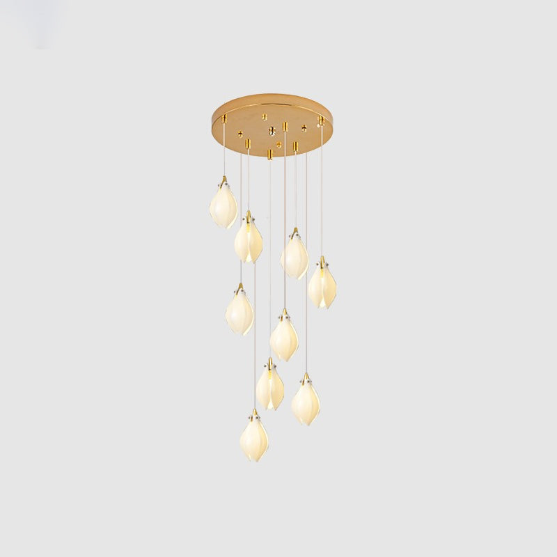 Lustra Pendant Lamp White Floral Ceramic - Neutral Decor