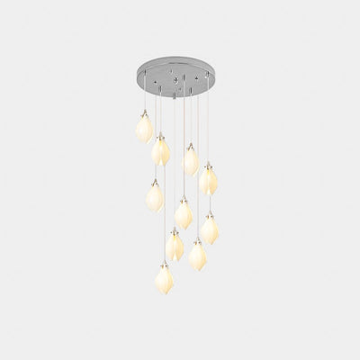 Lustra Pendant Lamp White Floral Ceramic - Neutral Decor