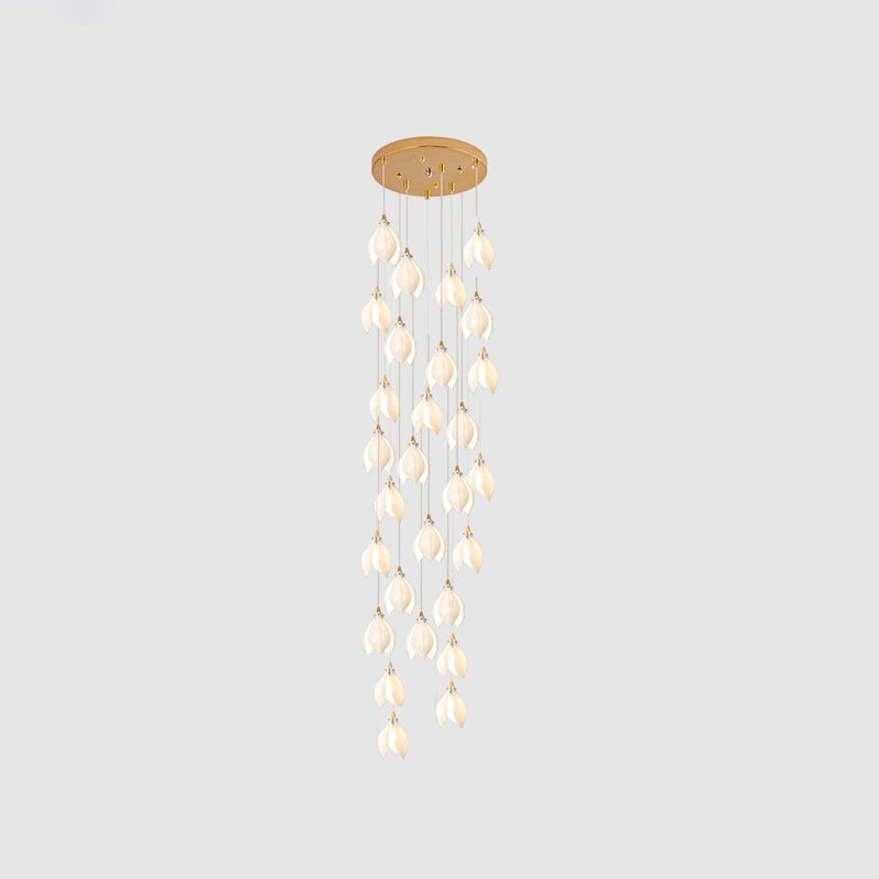 Lustra Pendant Lamp White Floral Ceramic - Neutral Decor