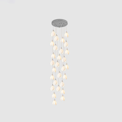 Lustra Pendant Lamp White Floral Ceramic - Neutral Decor
