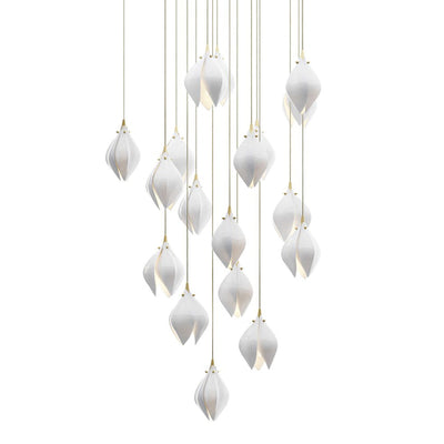 Lustra Pendant Lamp White Floral Ceramic - Neutral Decor