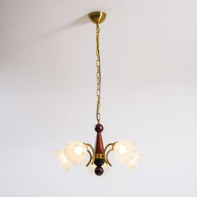 Ilvinan Traditional Elegance Wood Glass Chandelier