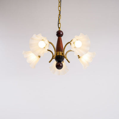Ilvinan Traditional Elegance Wood Glass Chandelier
