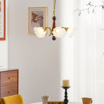 Ilvinan Traditional Elegance Wood Glass Chandelier