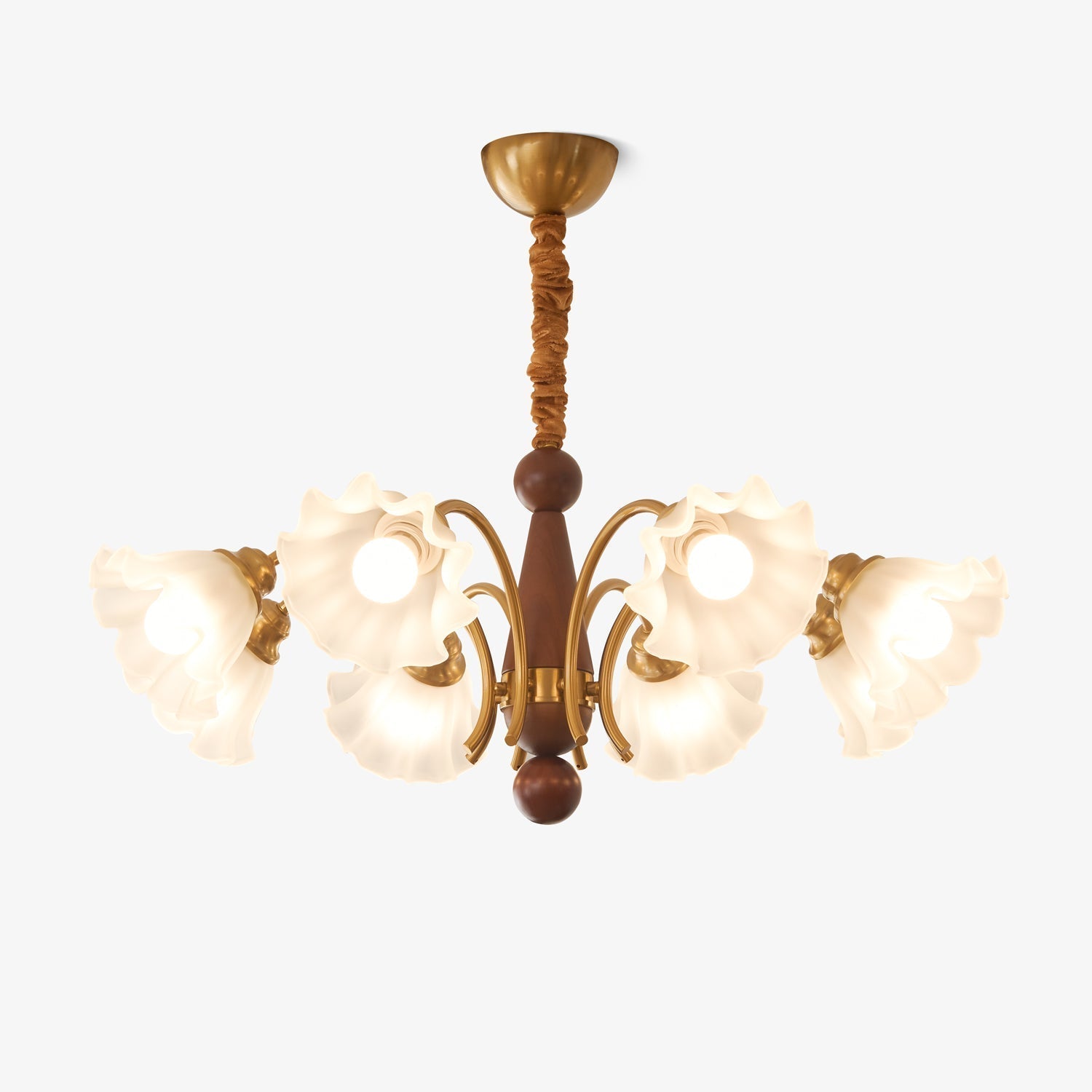 Ilvinan Traditional Elegance Wood Glass Chandelier