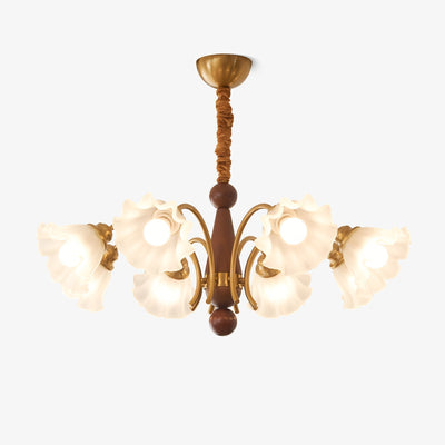 Ilvinan Traditional Elegance Wood Glass Chandelier