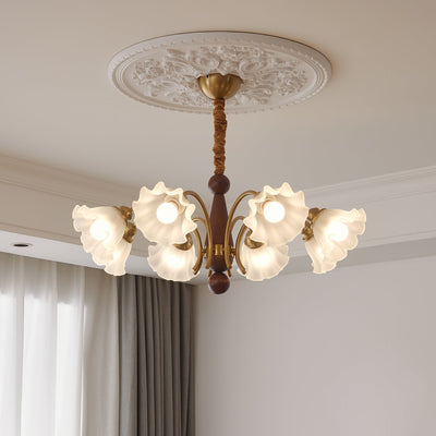 Ilvinan Traditional Elegance Wood Glass Chandelier