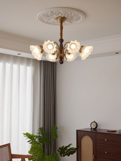 Ilvinan Traditional Elegance Wood Glass Chandelier