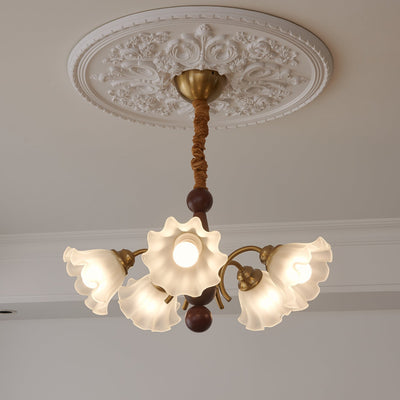 Ilvinan Traditional Elegance Wood Glass Chandelier