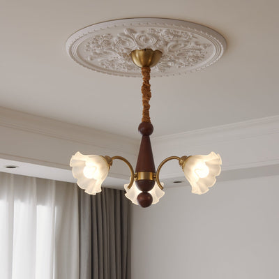 Ilvinan Traditional Elegance Wood Glass Chandelier