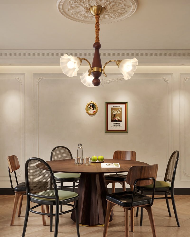 Ilvinan Traditional Elegance Wood Glass Chandelier