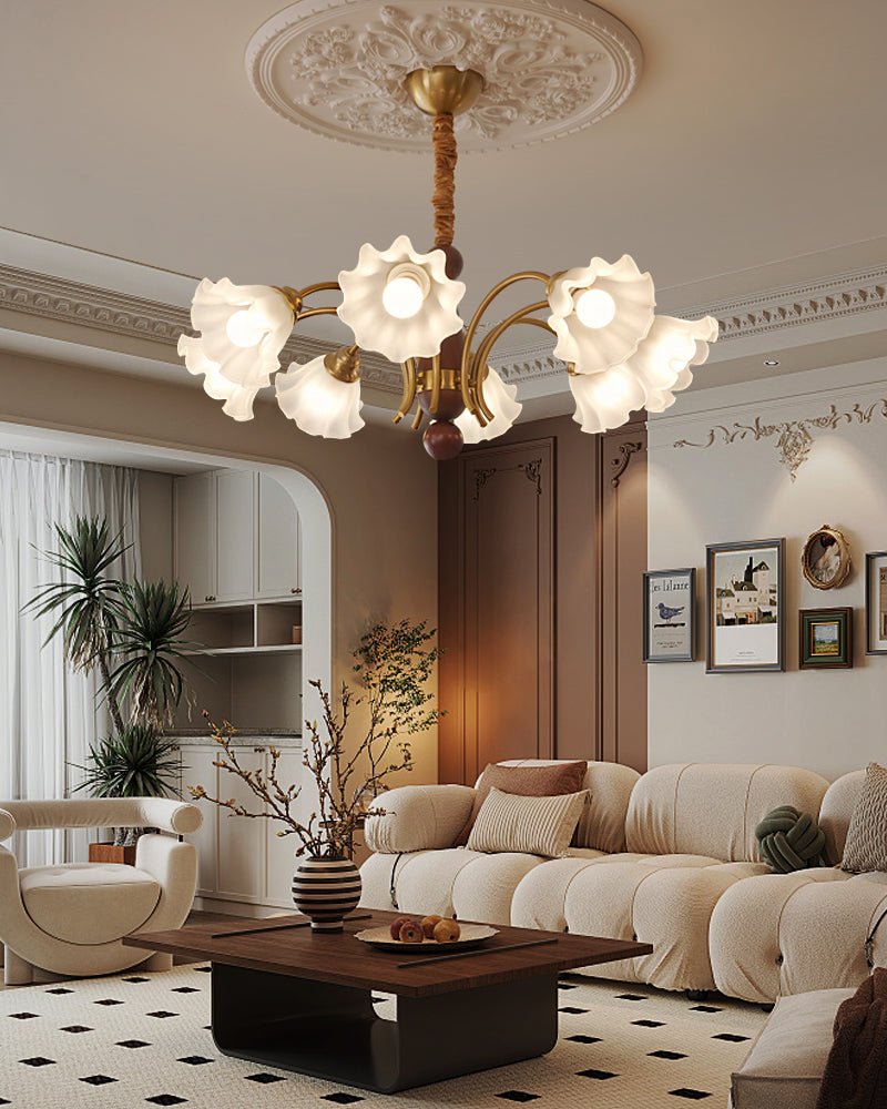 Ilvinan Traditional Elegance Wood Glass Chandelier