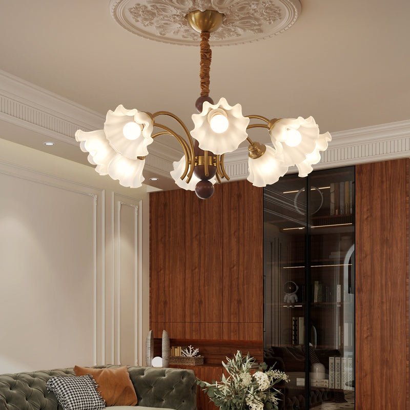 Ilvinan Traditional Elegance Wood Glass Chandelier
