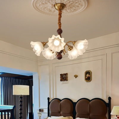Ilvinan Traditional Elegance Wood Glass Chandelier