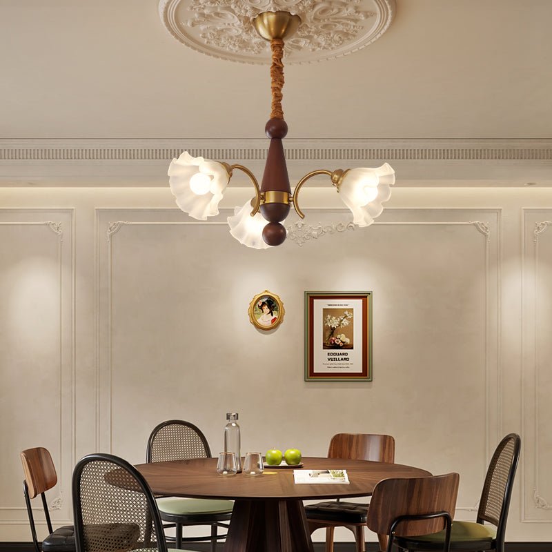 Ilvinan Traditional Elegance Wood Glass Chandelier