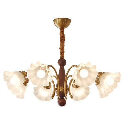 Ilvinan Traditional Elegance Wood Glass Chandelier