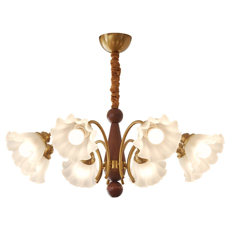 Ilvinan Traditional Elegance Wood Glass Chandelier