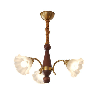 Ilvinan Traditional Elegance Wood Glass Chandelier