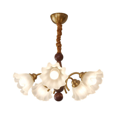 Ilvinan Traditional Elegance Wood Glass Chandelier