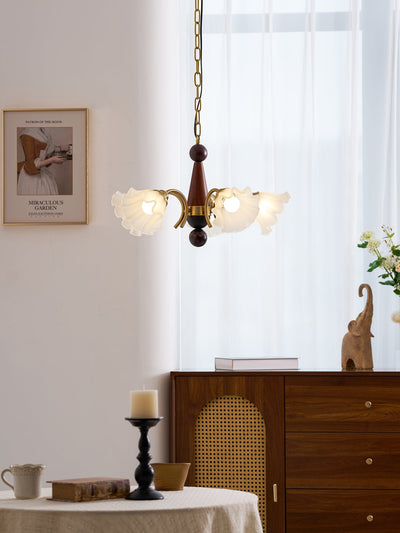 Ilvinan Traditional Elegance Wood Glass Chandelier