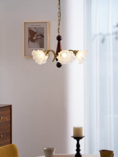 Ilvinan Traditional Elegance Wood Glass Chandelier