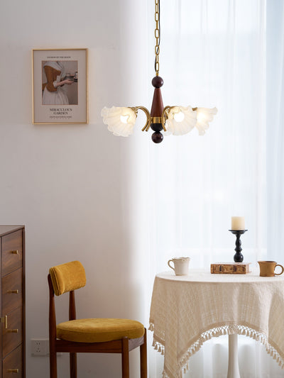 Ilvinan Traditional Elegance Wood Glass Chandelier