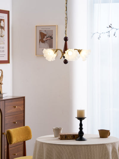 Ilvinan Traditional Elegance Wood Glass Chandelier