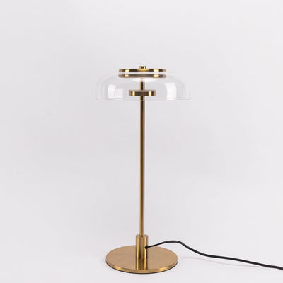 Rinelette Table Lamp Clear Glass Shade Wood Base