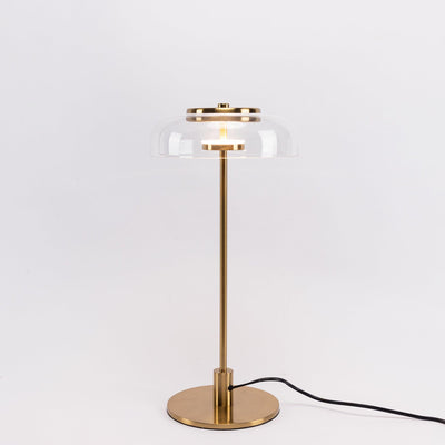 Rinelette Table Lamp Clear Glass Shade Wood Base
