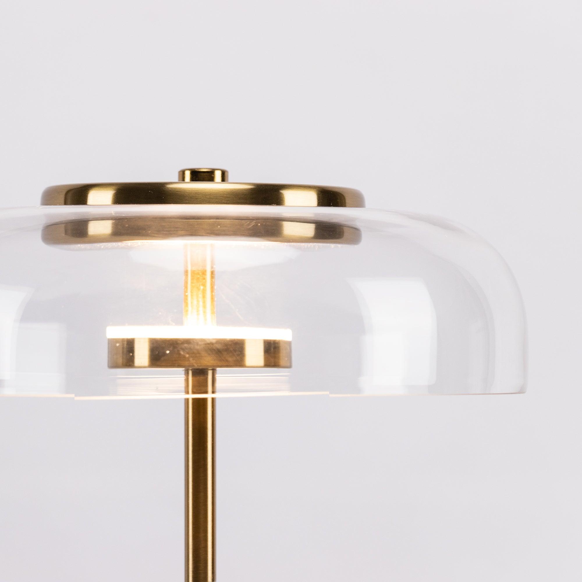 Rinelette Table Lamp Clear Glass Shade Wood Base