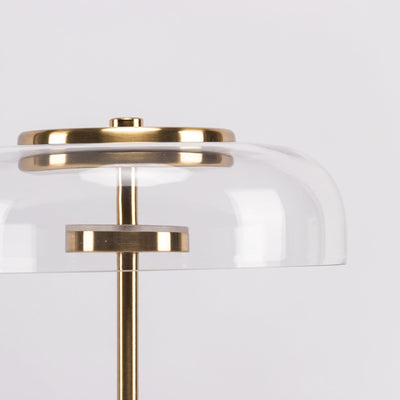 Rinelette Table Lamp Clear Glass Shade Wood Base