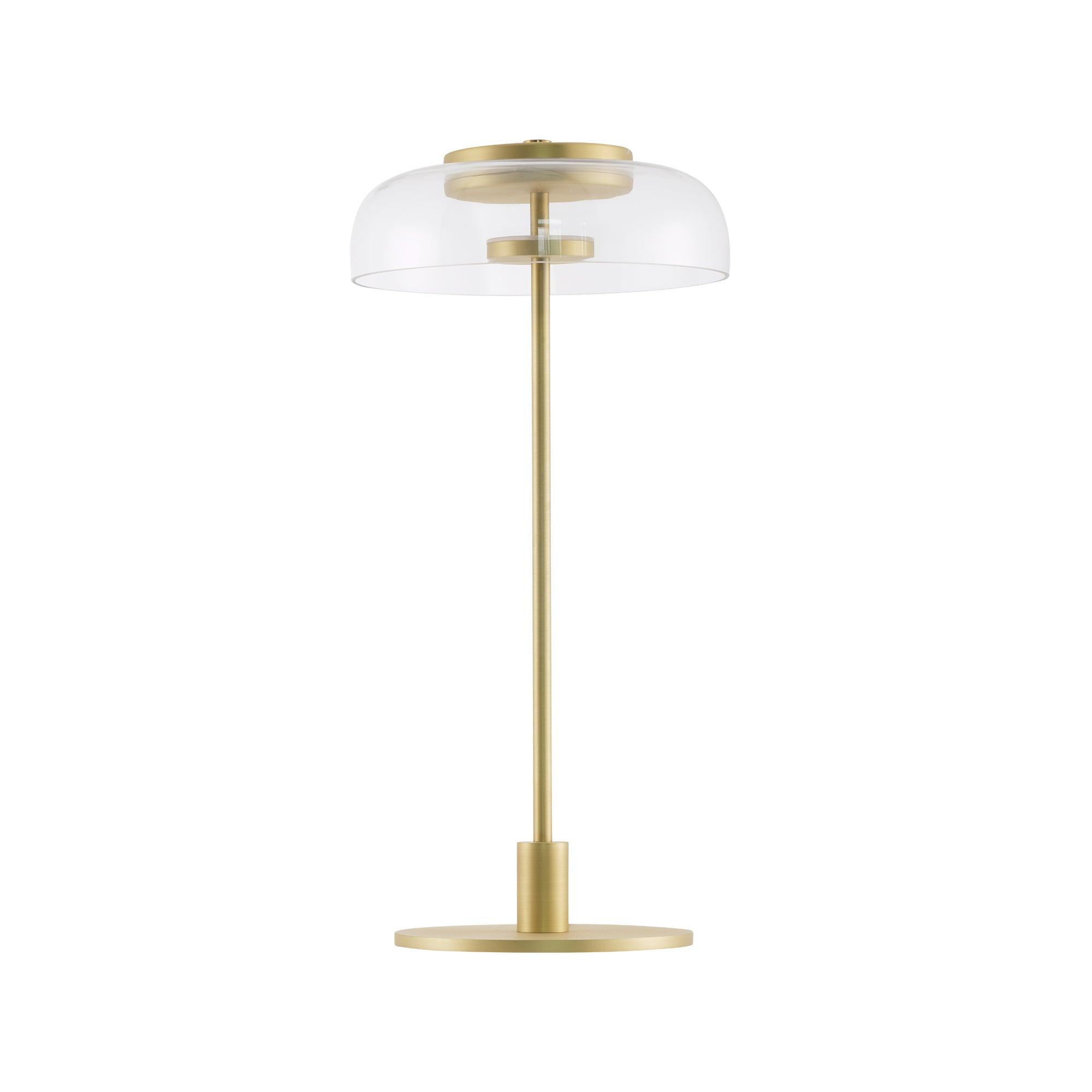 Rinelette Table Lamp Clear Glass Shade Wood Base