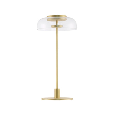 Rinelette Table Lamp Clear Glass Shade Wood Base