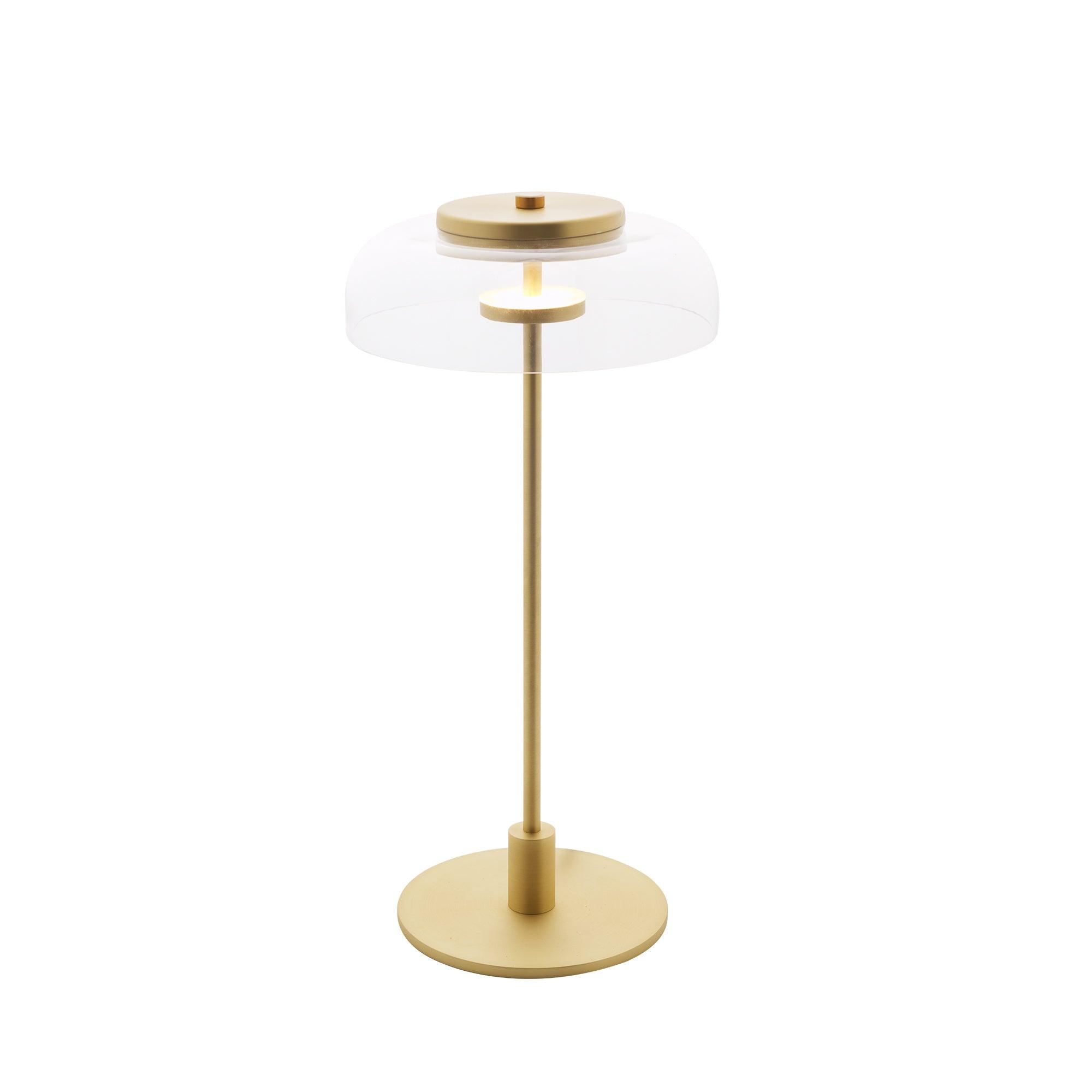 Rinelette Table Lamp Clear Glass Shade Wood Base